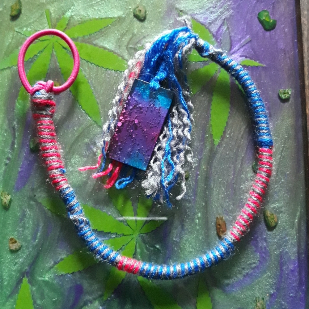 Festival hairwrap pink & blue